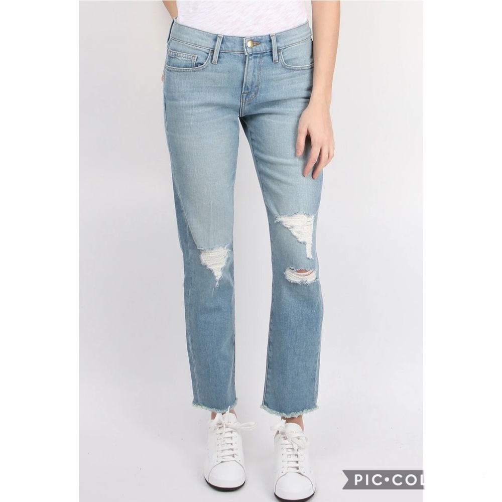 ▫️Frame▫️Le Boy Distressed Cropped High Rise Jeans
